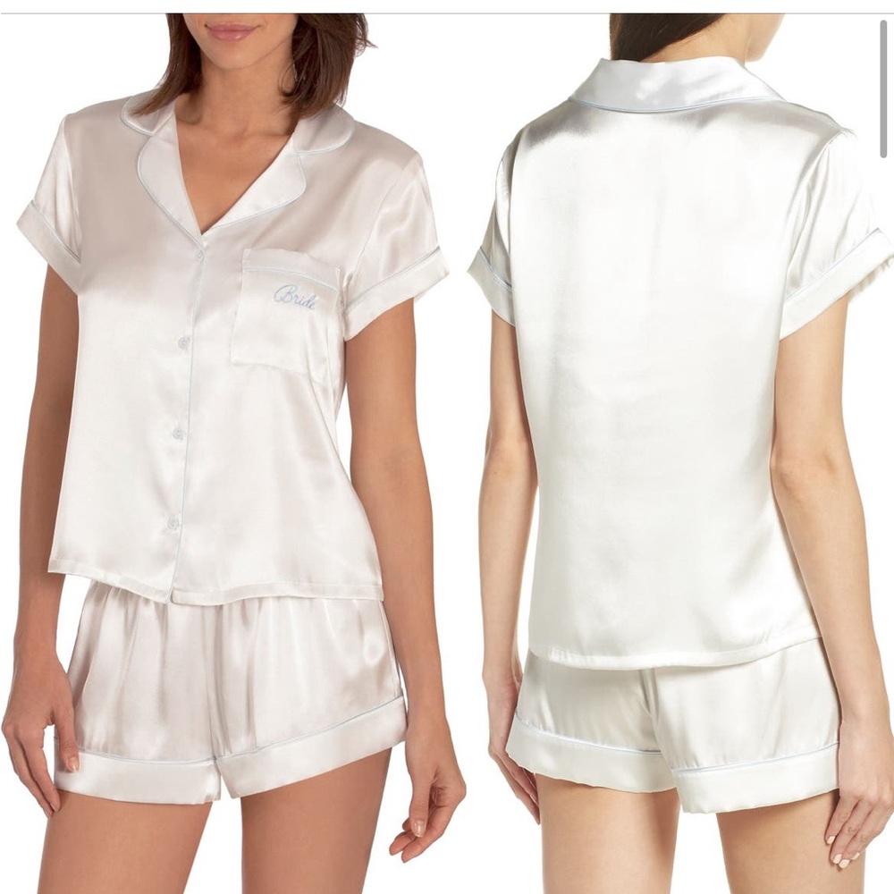 In Bloom Satin Short Pajama Set in Ivory